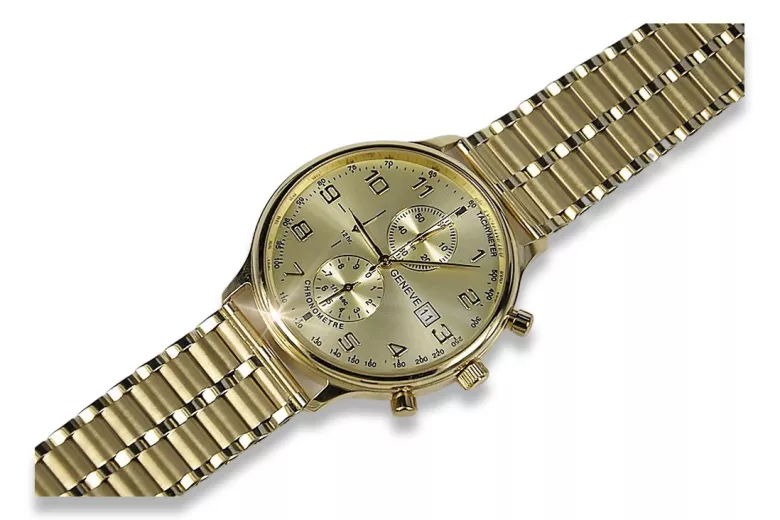 Reloj Geneve de hombre amarillo 14k 585 oro mw005y&mbw007y
