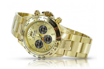 Жовтий 14k 585 золотий чоловічий годинник Geneve mw014ydgb&mbw017y
