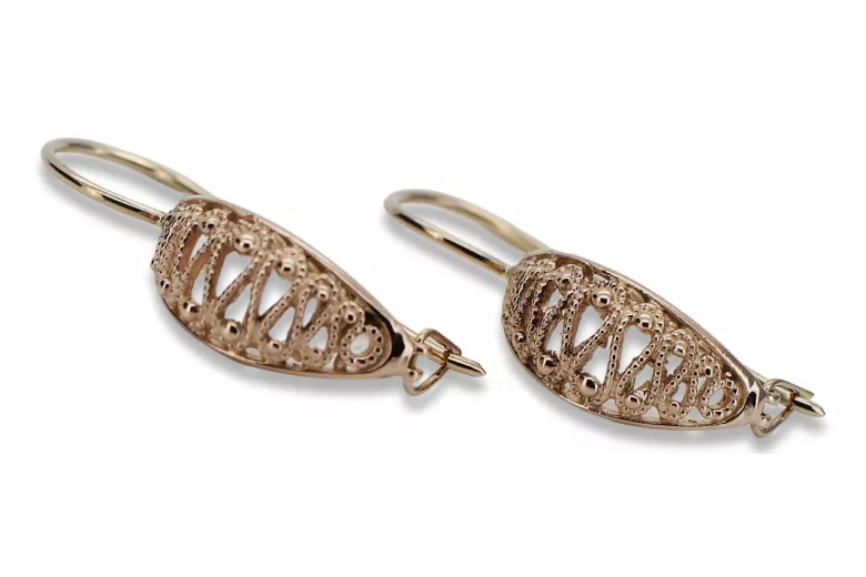 "Original Vintage 14K Rose Gold Hanging Earrings with No Stones" ven154