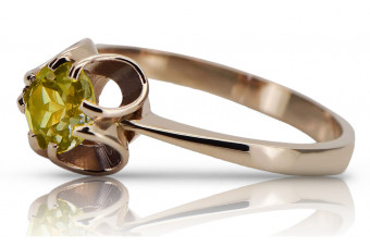 Classic Yellow Peridot in Vintage 14K Rose Gold Setting vrc348