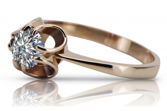 Elegant 14K Rose Gold Zircon Ring in Vintage Style  vrc348