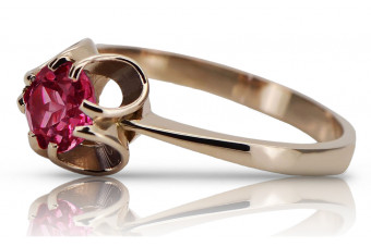 Российское советское серебряное кольцо с розовым золотом 925 пробы с рубином vrc348rp Vintage