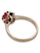 Pierścionek z różowego czerwonego złota srebrny pozłacany 925 z Rubinem vrc348rp Vintage
