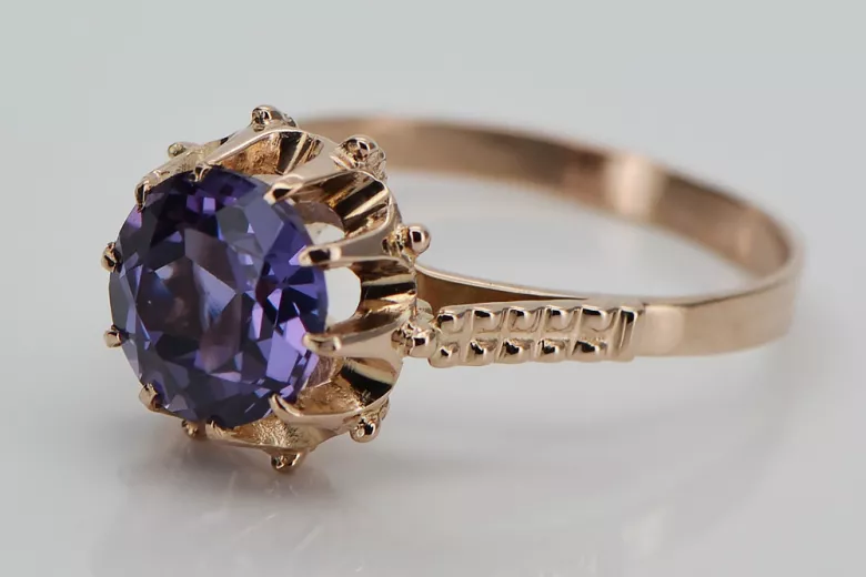 Ekskluzywny pierścionek Vintage z Aleksandrytem w 14k Różowym Złocie vrc045