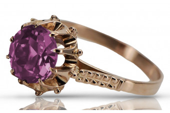 "Оригінальний вінтажний перстень з рожевого золота 14 карат з аметистом 585 vrc045" Vintage