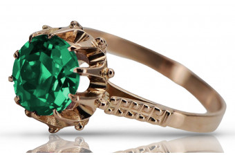 Smarald impresionant în inel vintage de aur roz 14k vrc045