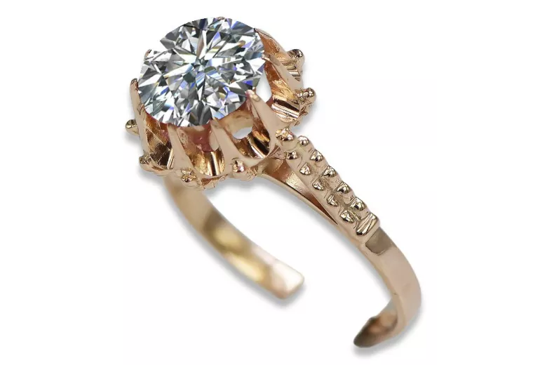 Elegancki wyrób Vintage - Pierścień z różowego złota 14k z Cyrkonią vrc045
