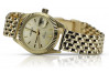 Жовтий 14k 585 золотий наручний годинник Lady Geneve lw020ydy&lbw004y