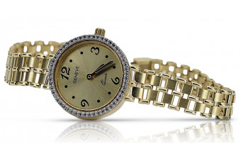 Жълт 14k злато 585 дама часовник Geneve Lady подарък lw022y