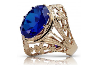 "Сапфирен пръстен в ретро стил от 14k розово злато vrc031" Vintage