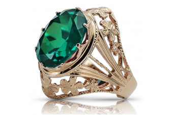 14 Karat Originales Vintage-Roségold Smaragd Ring,  vrc031