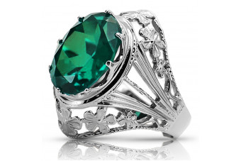 Vintage silver 925 Emerald ring vrc031s Vintage