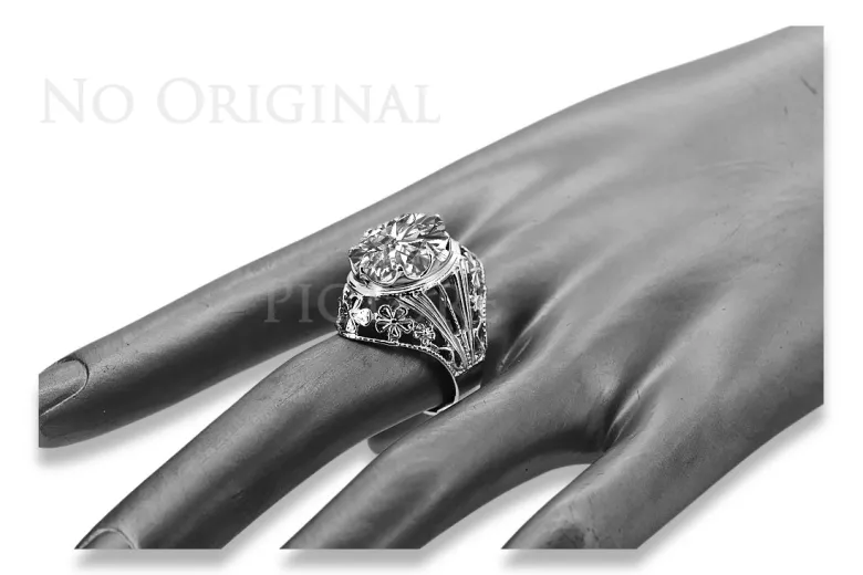 Srebrny pierścionek Rosyjski 925 Oprawa vrc031s Vintage