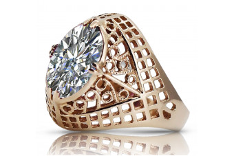 Циркон винтидж пръстен в розово 14k злато vrc032 Vintage