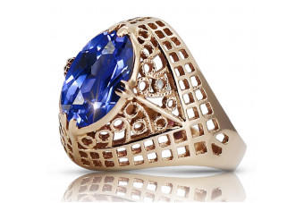 14K Rose Gold 585 Classic Vintage Sapphire Ring  vrc030