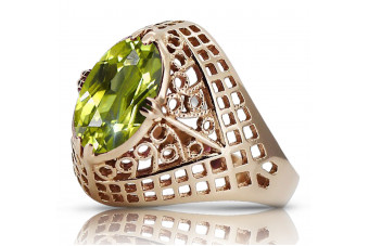 Joya clásica: Anillo de peridoto en oro rosa antiguo 14k vrc030