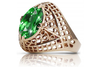 Луксозен Смарагден пръстен в ретро стил от 14k розово злато vrc030