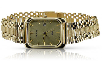 Жълт 14k златен мъжки часовник с гривна Geneve mw001y&mbw001y