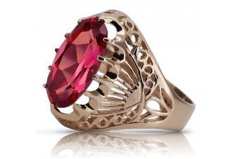 Original Vintage Ruby Ring in 14k Rose Pink Gold vrc020