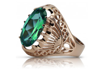 Classic Emerald Elegance: Vintage 14K Rose Gold Ring vrc020