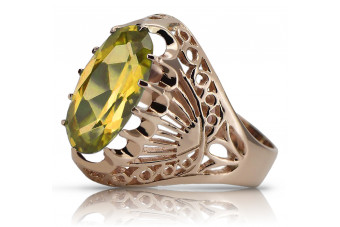 "Ексклузивен 14k розовозлатен пръстен с Жълт перидот vrc022" Vintage