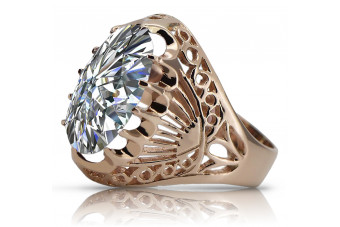 Винтажное кольцо из розового золота 585 пробы с цирконом vrc022 Vintage
