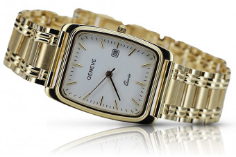 Жълт 14k 585 златен мъжки часовник Geneve mw001ydw&mbw009y