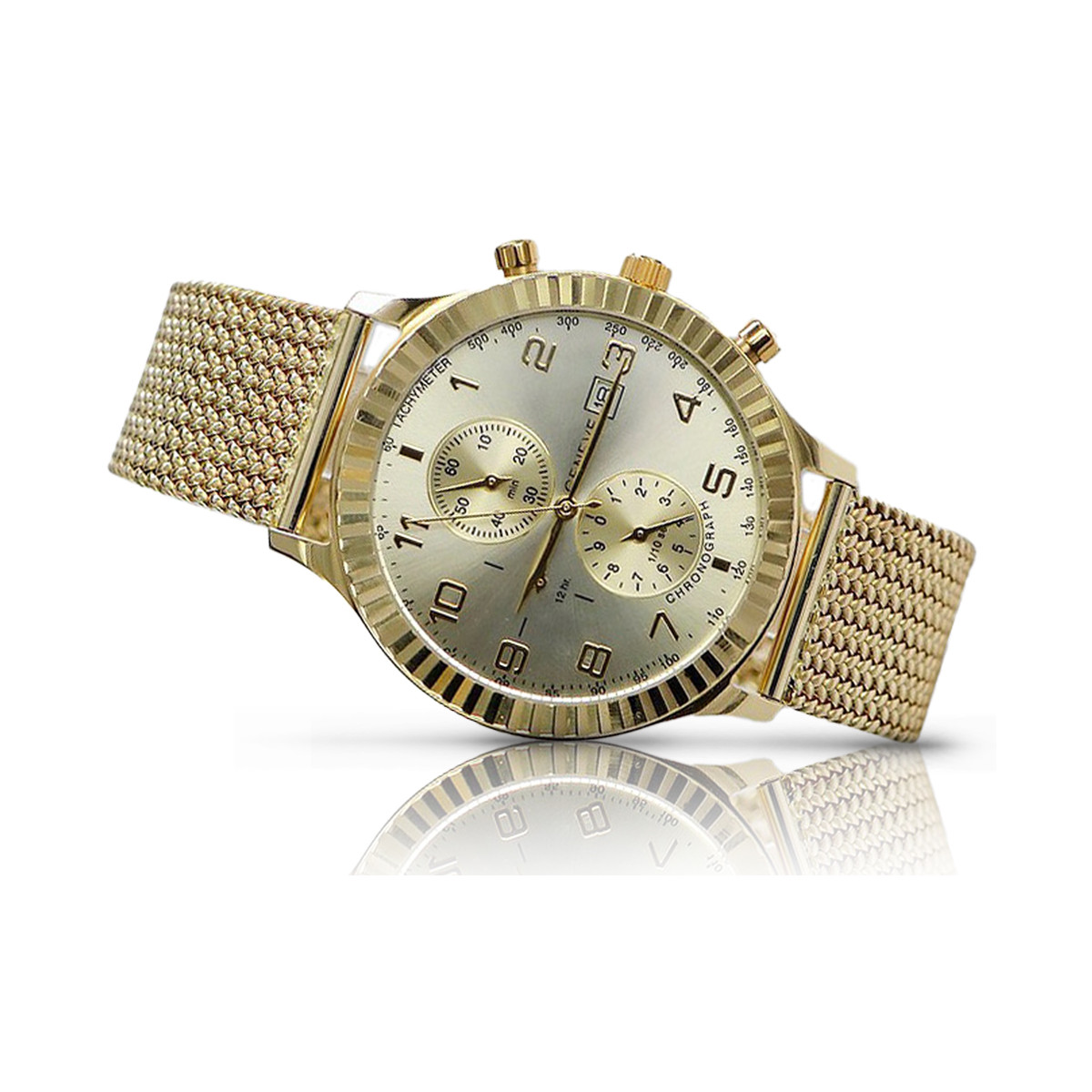 Galben italian 14k 585 ceas de aur pentru bărbați Geneve mw007y&mbw014y