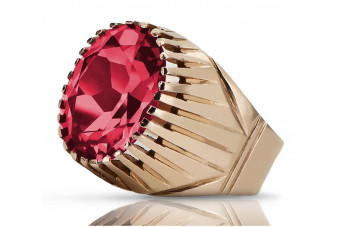 "Rubis Précieux incrusté dans une Bague d'Or Rose 14 carats 585, Style Vintage Russe Soviétique" style