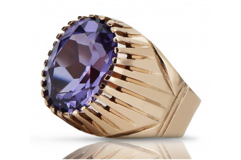 "Уникален 14k розово златен пръстен с розов Александрит в стил Винтидж Руско Съвети vrc048" style