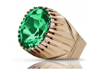 14 Karat Roségold Smaragd Ring im Vintage Russisch Sowjetischen Design,   vrc048