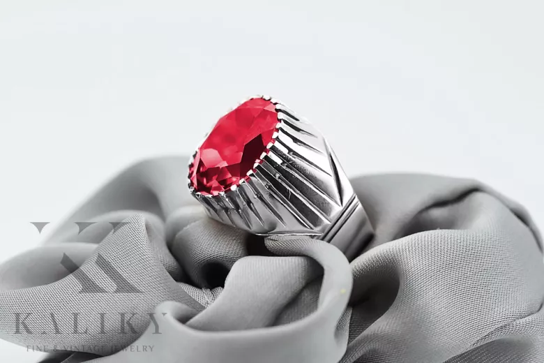 Srebrny pierścionek Rosyjski 925 z Rubinem vrc048s Vintage