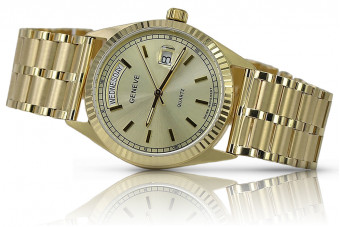 Galben 14k 585 ceas de aur pentru bărbați Geneve mw013ydy&mwb007y