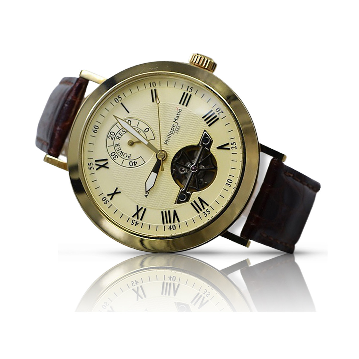 Итальянские желтые мужские часы из 14-каратного золота 585 пробы mw065y