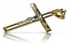 "Classic 14K Yellow White Gold Italian Cross Inspired by Vintage Rose Pink Era" ctc001yw