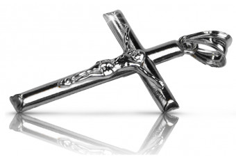 "14K White Gold Italian Crafted Catholic Cross Necklace" ctc001w