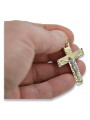 Exquisites 14K Gelb- & Weißgol Italienisches Katholisches Jesus Kreuz Schmuckstück ctc003yw