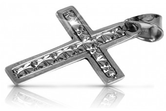 Croix Catholique de Luxe en Or Blanc 14 carats ctc006w