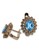 "Vintage Inspired 14K Rose Gold Aquamarine Drop Earrings vec125" Vintage