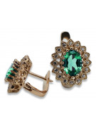 "Emerald-Embellished 14K Rose Pink Gold Earrings from Vintage Era vec125" Vintage