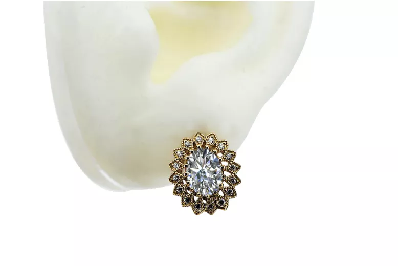 Elegant Vintage 14K Rose Gold Earrings with Zircon Details vec125