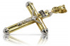 Croix de Jésus Catholique en Or Jaune Blanc 14 avec une Touche Rose Vintage ctc015yw