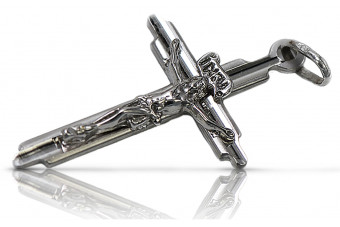 "Delicate 14K White Gold Italian Crafted Catholic Cross" ctc017w