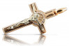 "Стародавній 14К 585 Золотий Католіцький Хрест з Рожевими Сапфірами" ctc024r