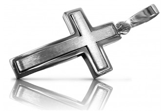 "Catholic Cross 14K White Gold Spiritual Pendant" ctc026w