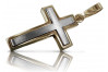 "Aur Alb Galben 14k - Cruce Catolică cu Design de Epocă și Nuanțe de Roz" ctc026yw