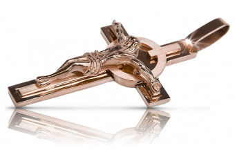 "Винтидж розово златно 14К 585 злато католически кръст" ctc089r