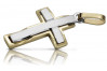 Joyería Religiosa: Cruz Católica en Oro Sólido de 14 Quilates, Blanco y Amarillo ctc095yw