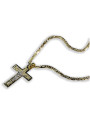 Cruz católica y cadena de oro amarillo italiano de 14k