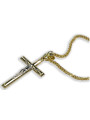 Cadena italiana de oro amarillo de 14k de la Cruz Católica y Spiga
